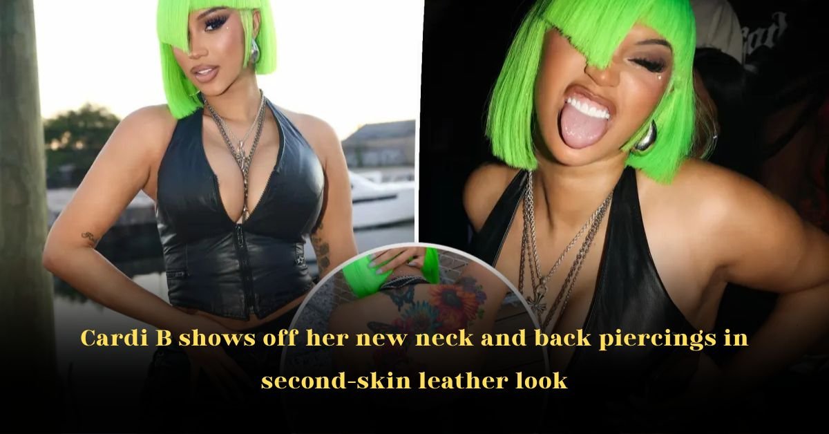 Cardi B Shows Off Her New Neck and Back Piercings in Second-Skin Leather Look